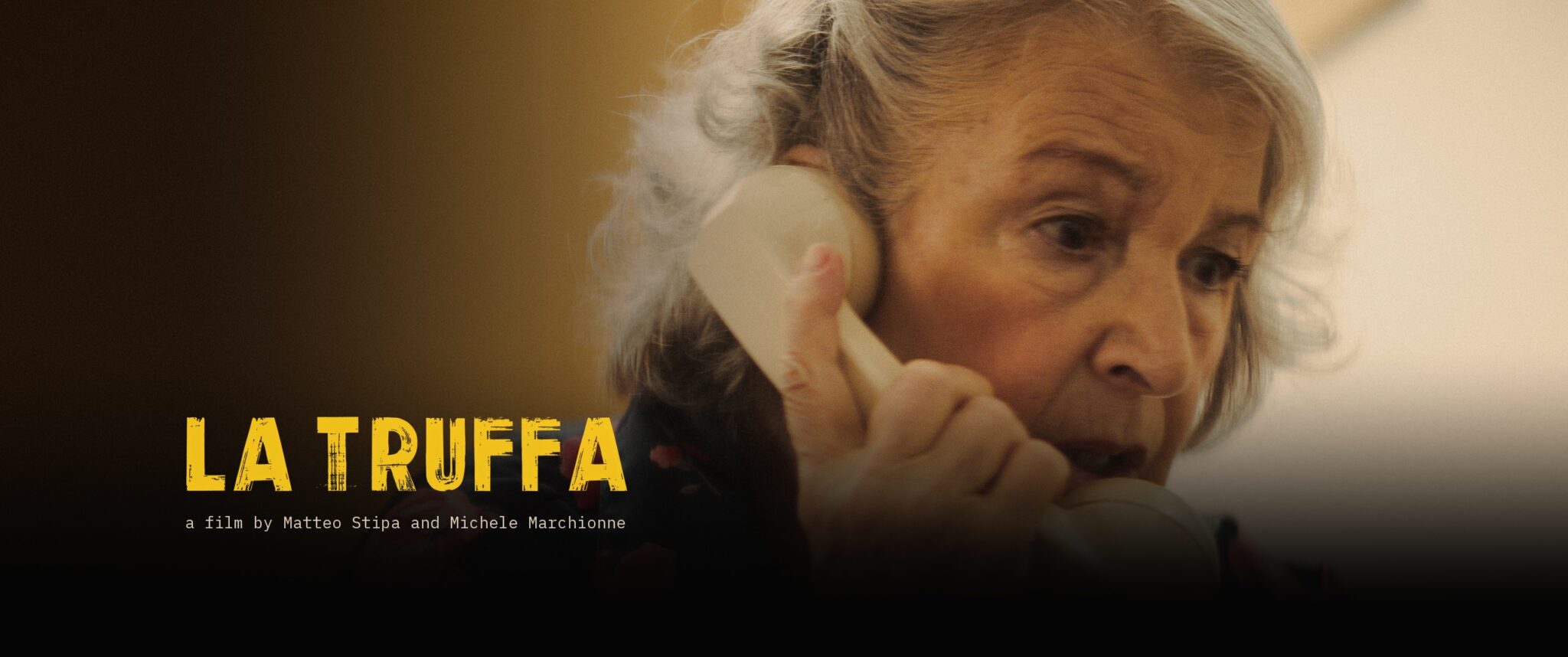 La Truffa, a film by Matteo Stipa and Michele Marchionne: Mirella on the phone with an ivory receiver